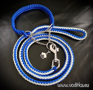 Startovací set (obojek+vodítko)_modro-bílé