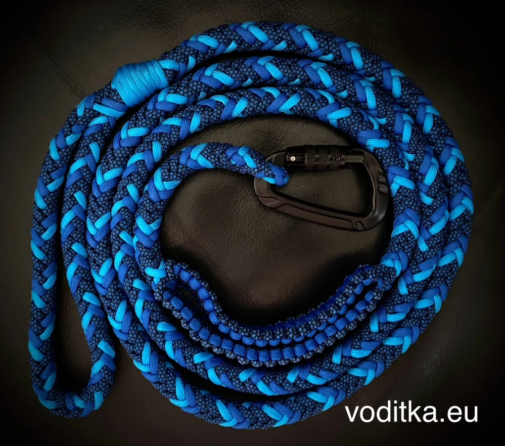 Pletené vodítko_modro-modré, délka 150 cm