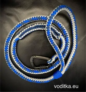 Pletené vodítko_modro-šedo-modré, délka 150 cm
