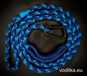 Pletené vodítko_modro-modré, délka 150 cm
