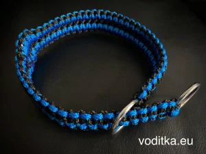 Pletený polostahovací obojek - široký_modro-černý