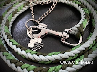 Startovací set (obojek+vodítko)_Zeleno-hnědo-bílá
