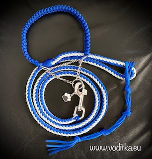 Startovací set (obojek+vodítko)_modro-bílé