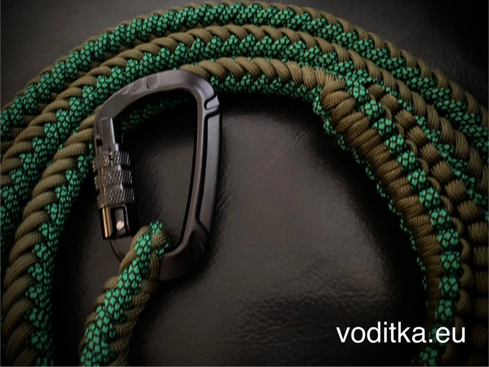 Pletené vodítko_hadí zelená, délka 150 cm