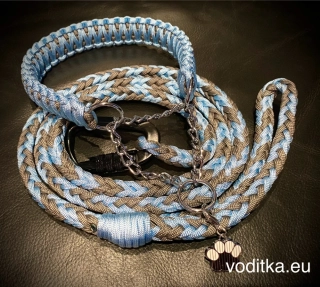 Startovací set (obojek+vodítko)_modro-šedé